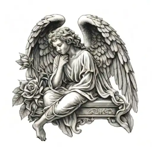 angel statue tattoo design idea
