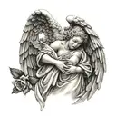 angel statue tattoo design idea