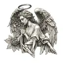 angel statue tattoo design idea