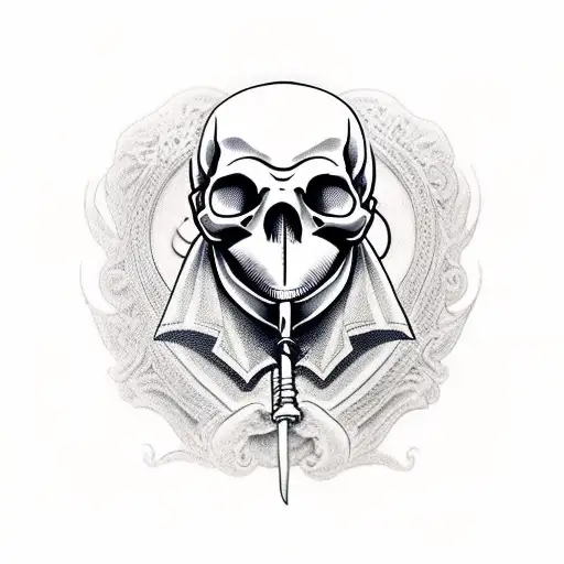 half plague doctor half skull face tattoo design idea
