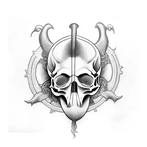 half plague doctor half skull face tattoo design idea