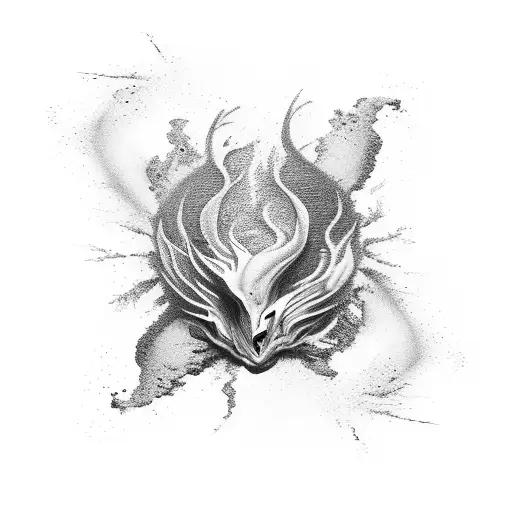 Wildfire scene transformed into an abstract museum artwork tattoo design idea