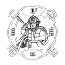 firefighter with number 136 on helmet tattoo design idea