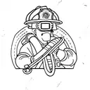 firefighter with number 136 on helmet tattoo design idea