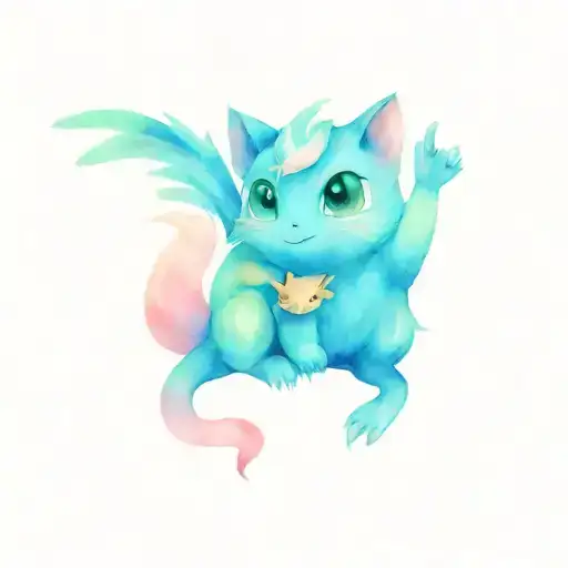 jigglypuff and squirrel playing  tattoo design idea