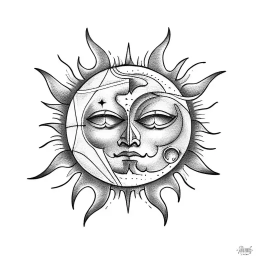 Sun and Moon tattoo design idea