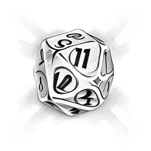 dice showing number 12 and number 3  tattoo design idea