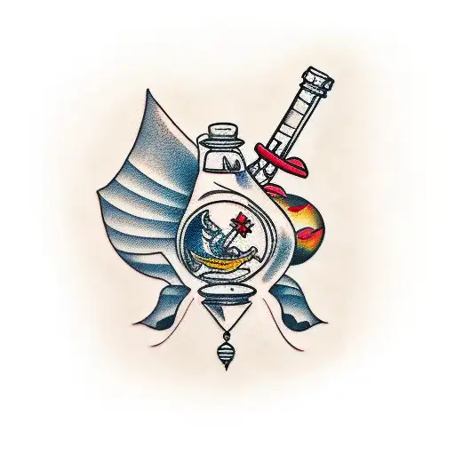 rum bottle tattoo design idea