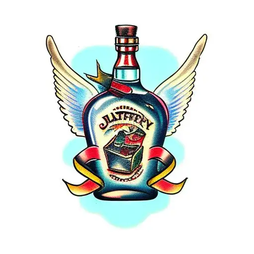 rum bottle tattoo design idea