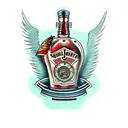 rum bottle tattoo design idea