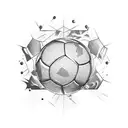 A tattoo design combining the elements of futbol and dinheiro in a blackwork style tattoo design idea