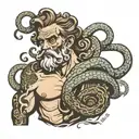 Poseidon ranacentidta with octopus face tattoo design idea