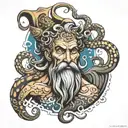 Poseidon ranacentidta with octopus face tattoo design idea