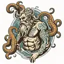 Poseidon ranacentidta with octopus face tattoo design idea