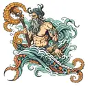Poseidon ranacentidta with octopus tattoo design idea