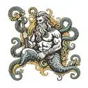Poseidon ranacentidta with octopus tattoo design idea