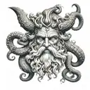 face of poseidon realism with octopus tattoo design idea