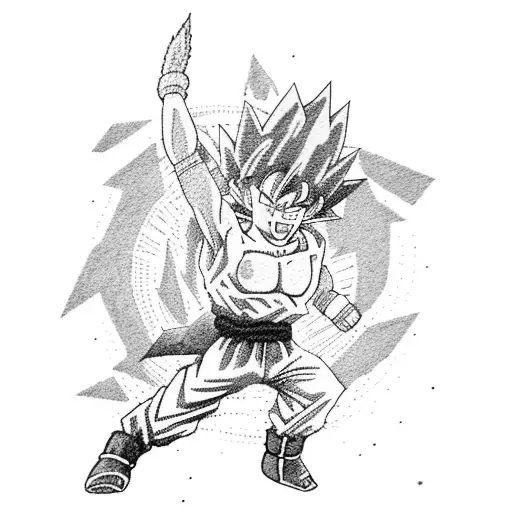 goku fighting patrick star tattoo design idea