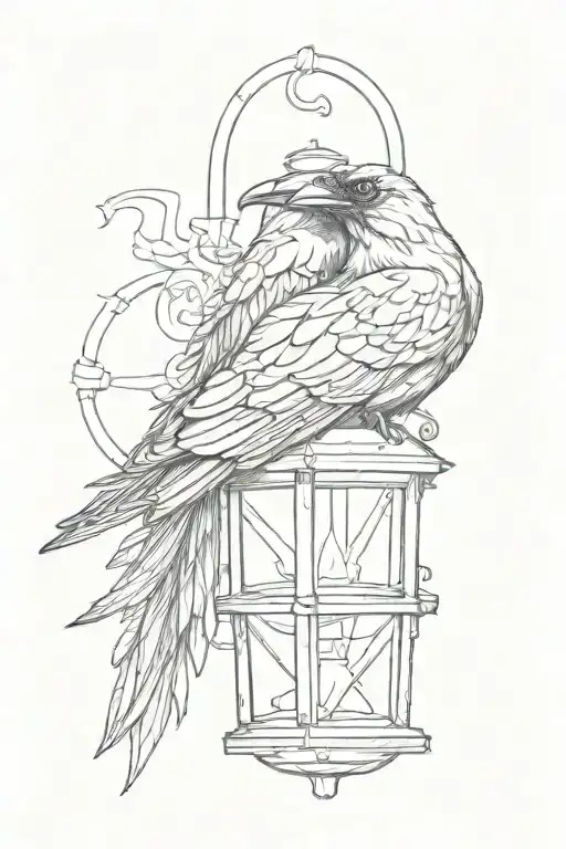 raven lantern tattoo design idea