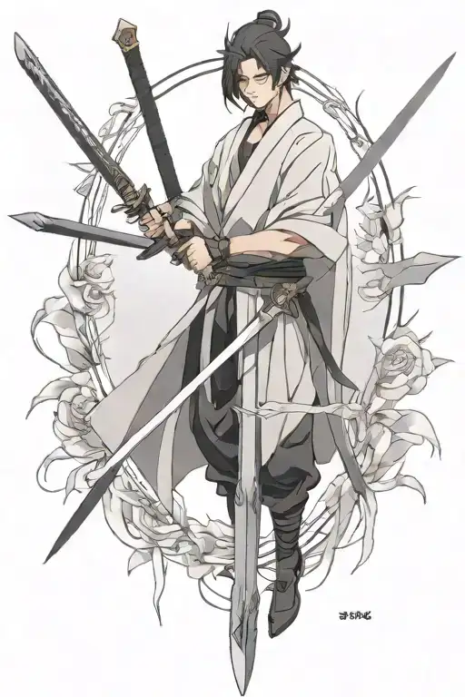 solo leveling sung jin woo swords crossing tattoo design idea