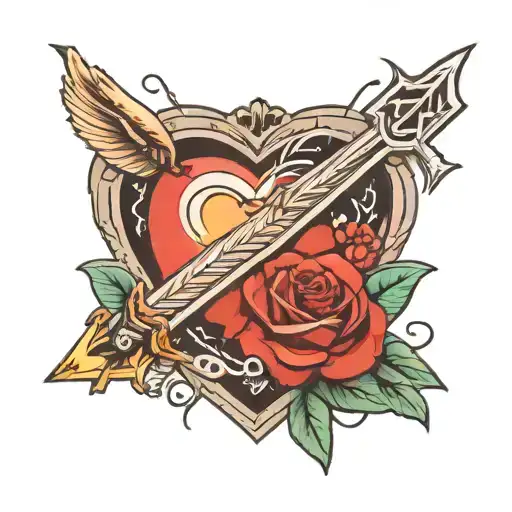 love and arrow piercing tattoo design idea