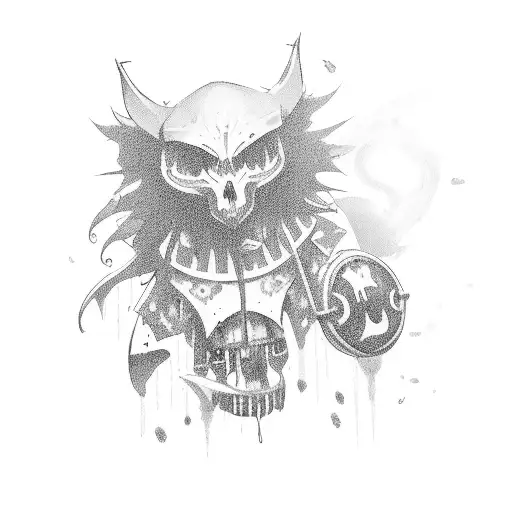 Emo-inspired gaming room scene with a black and grey color palette tattoo design idea