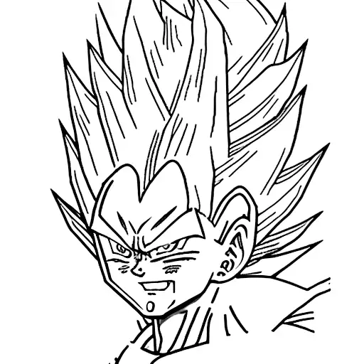 Vegeta from DBZ in a black and grey anime style tattoo design idea