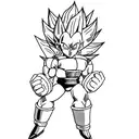 Vegeta from DBZ in a black and grey anime style tattoo design idea