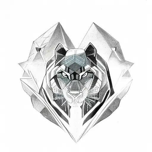 pyramids black panther and ocean  tattoo design idea