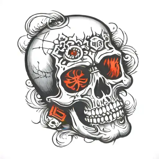 dice skull made tattoo design idea