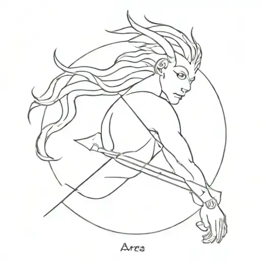 ares leo Sagittarius mixed minimal tattoo design idea
