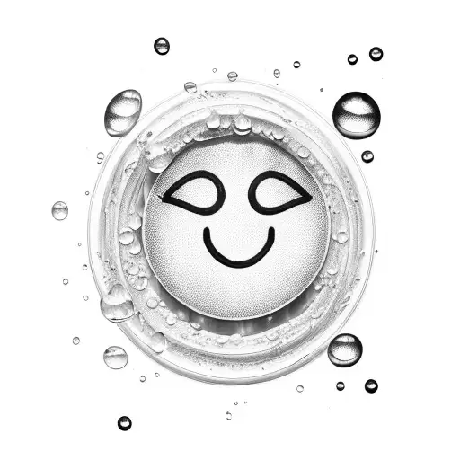 Droplets gathering into a sad smiley face tattoo design idea