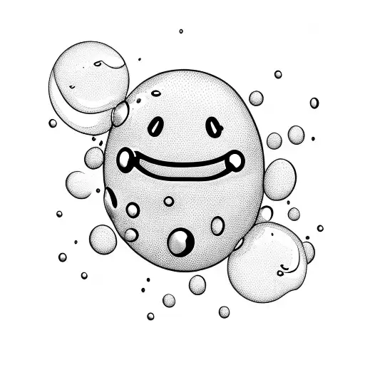 3 Droplets gathering in a sad smiley face tattoo design idea