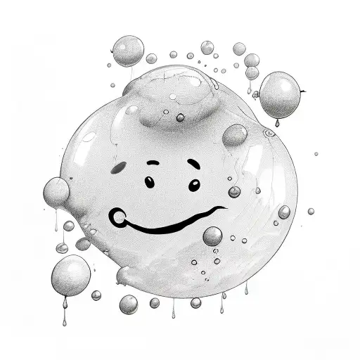 Droplets gathering in a sad smiley face tattoo design idea