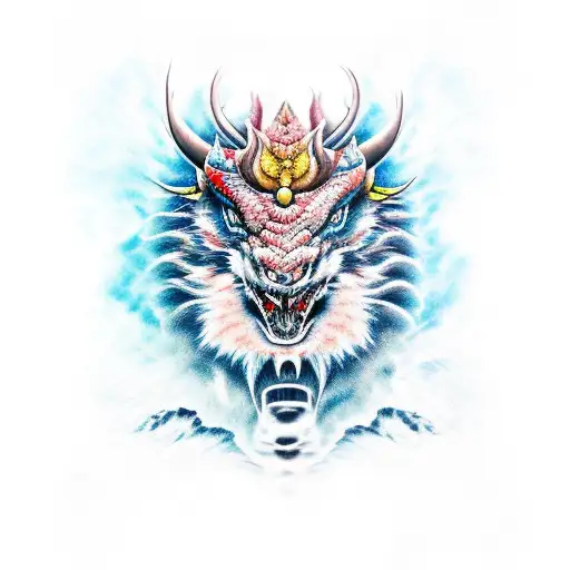 A combination of dragon bull tiger rat tattoo design idea