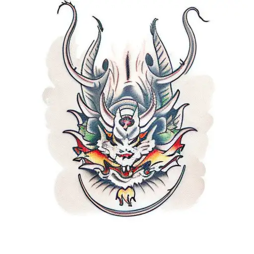A combination of dragon bull tiger rat tattoo design idea