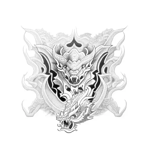 A combination of dragon bull tiger rat tattoo design idea