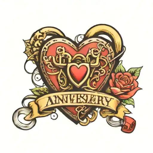 love anniversary end, with heart and lock tattoo design idea