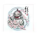 Cherry Blossom with foo dog tattoo design idea