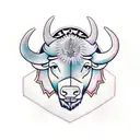 A geometric buffalo design with elements of self growth and spiritual symbols tattoo design idea