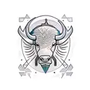 A geometric buffalo design with elements of self growth and spiritual symbols tattoo design idea
