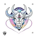 A geometric buffalo design with elements of self growth and spiritual symbols tattoo design idea