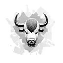 A buffalo silhouette with boxing gloves and musical notes as the background tattoo design idea