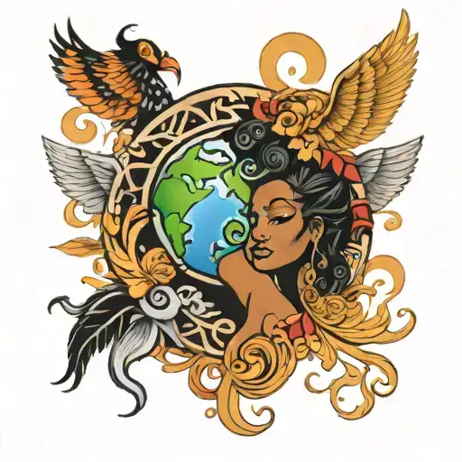 Gemini and mother Earth wind and fire tattoo design idea