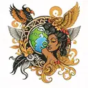 Gemini and mother Earth wind and fire tattoo design idea