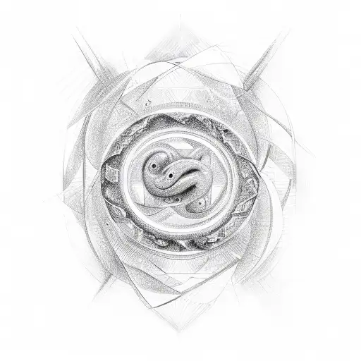 A sketch of a mathematical formula of dirac transforming into a snake tattoo design idea