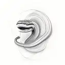 A sketch of a mathematical formula of dirac transforming into a wild snake tattoo design idea