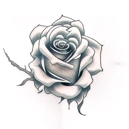 rose with noose tattoo design idea