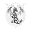 medieval dragon with crystals tattoo design idea