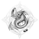 medieval dragon with crystals tattoo design idea